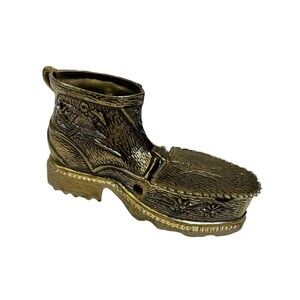 Mid-century  Brass Boot  Ashtray Cigarette Holder Tag says‎ Spain 7-52. Unique